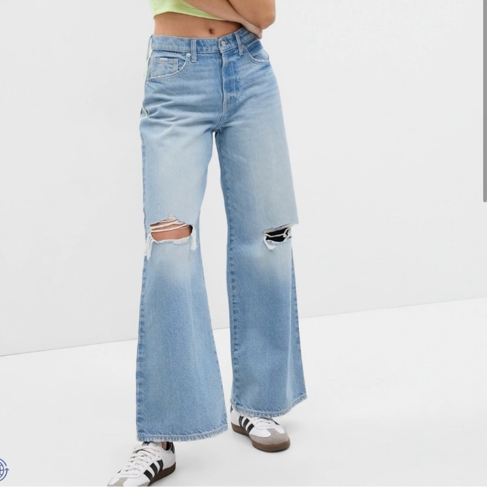 GAP Wide Baggy “Low Rise” Jeans w/ Neon Stripe - Picture 4 of 8